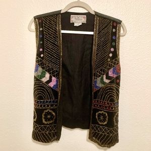 Vintage Boho Beaded Embroidered Party Vest 'Sophisticates by Jonathan Martin' S